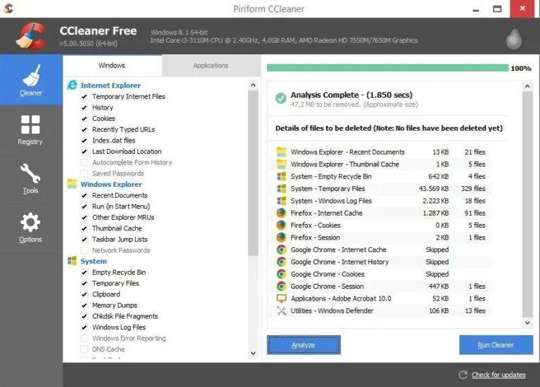 Tela do CCleaner Download