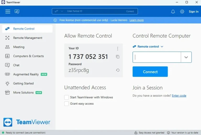 Tela do TeamViewer Download